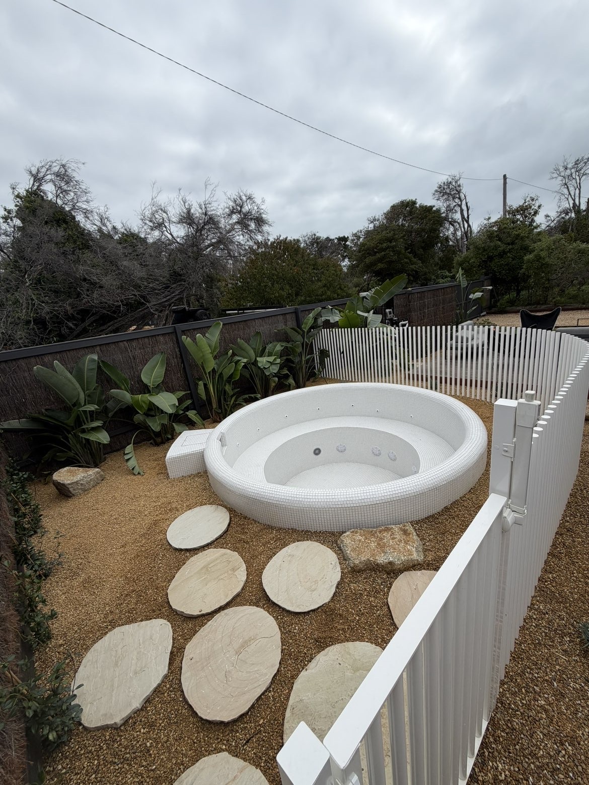 Pool fence and landscaping